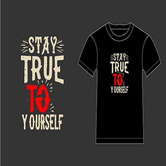 Black T Shirt With Words Stay True Yourself
