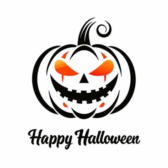Black White Logo Happy Halloween