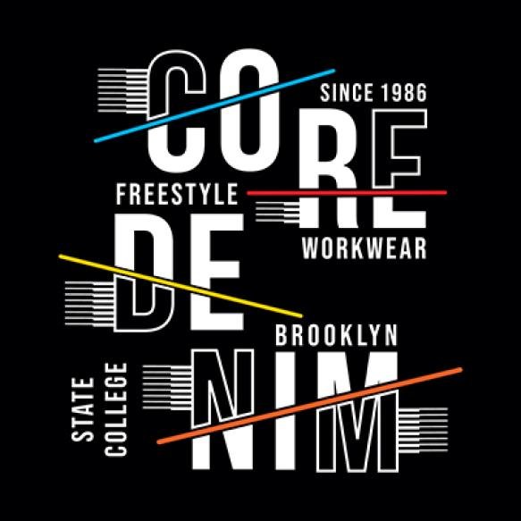 Core Denim Brooklyn Typography Design T Shirt Ready Print Premium Vector
