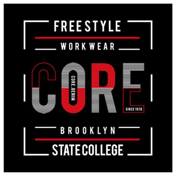 Core Denim Graphic Typography Design Print T Shirt