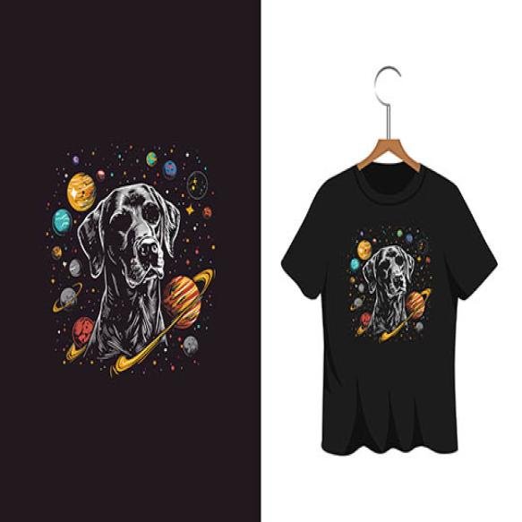 Cute Astronaut Dog Space T Shirt Design Artwork