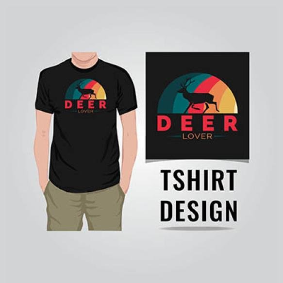 Deer Lover T Shirt Black Design Vector Illustration