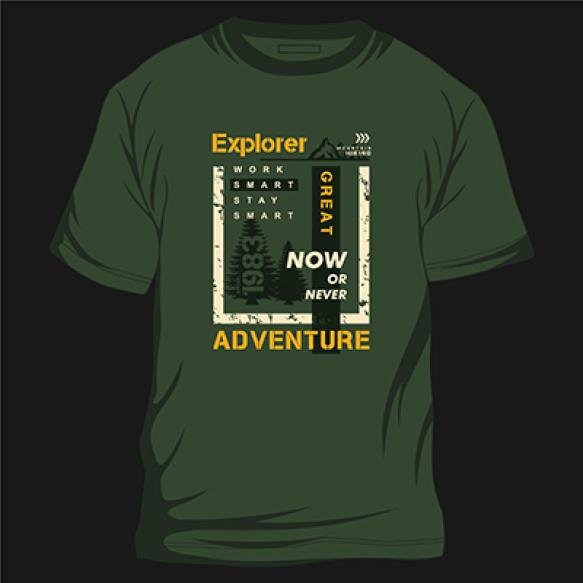 Explorer Now Never Great Adventure Graphic Vector Print