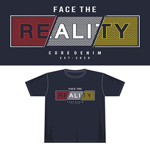 Face Reality Typography Print T Shirt