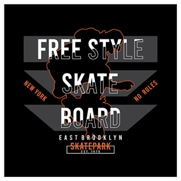 Free Style Skateboard Graphics T Shirt Design