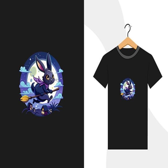 Halloween Rabbit T Shirt Design Artwork Vector Illustration