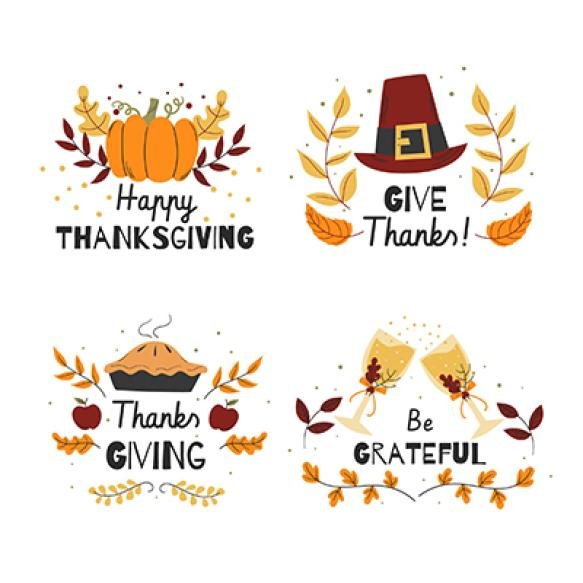 Hand Drawn Thanksgiving Badge Collection