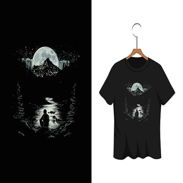 Hunting Silhouette T Shirt Design Artwork