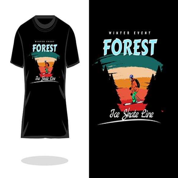 Ice Skate Line Retro T Shirt Design