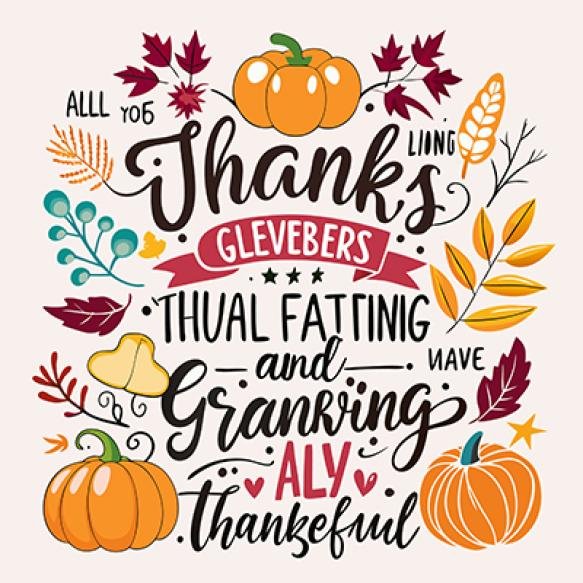 Illustration With Word Quotthanksquot Surrounded By Pumpkins Autumn Leaves Text Also Includes Words