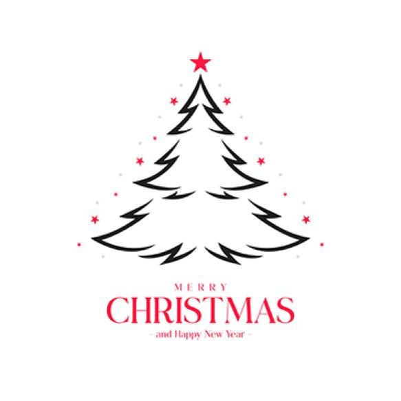 Minimal Merry Christmas Line Tree Holiday Card Background