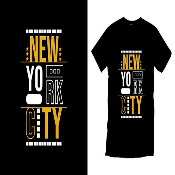 New York City Typography T Shirt Design Premium Vector