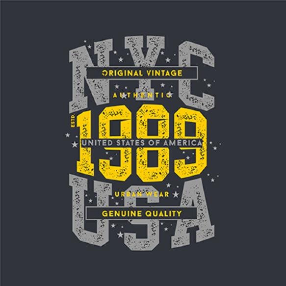 Nyc Usa Lettering Spotted Abstract Typography Design T Shirt Print