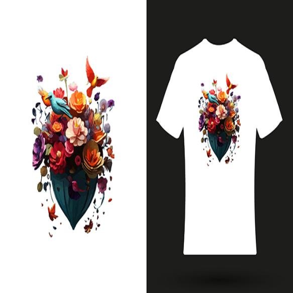 Sample T Shirt Design With Bouquet Flowers