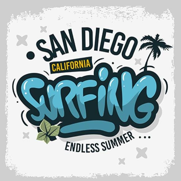 San Diego California United States Usa Surfing Surf Design Hand Drawn Lettering Type Logo Sign Label