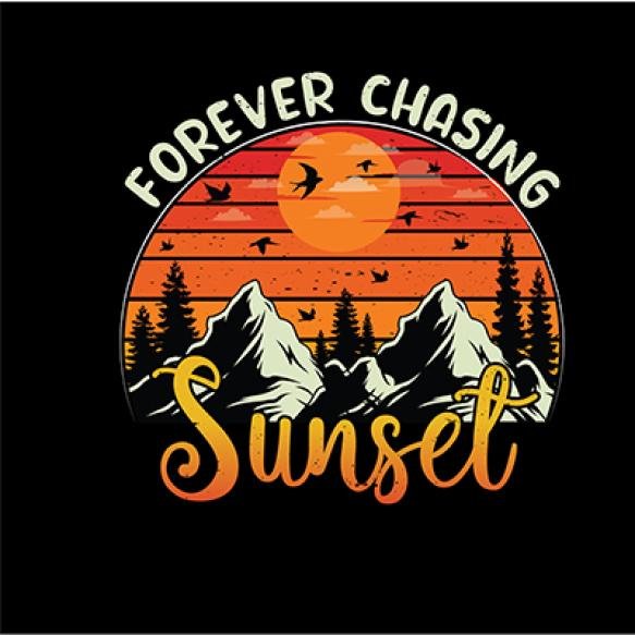 Sunset With Words Forever Running Away Black Background