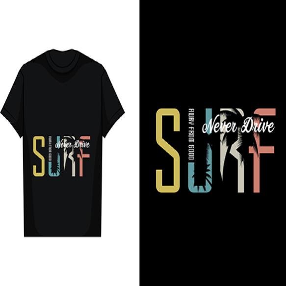 Surfing Summer Creative New Surfboard Print Surfer Beach Tshirt Design