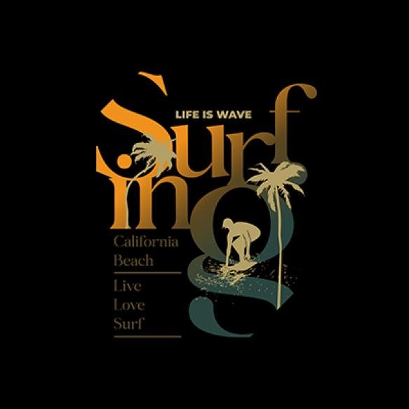 Surf T Shirt Design With Abstract Vector Illustration