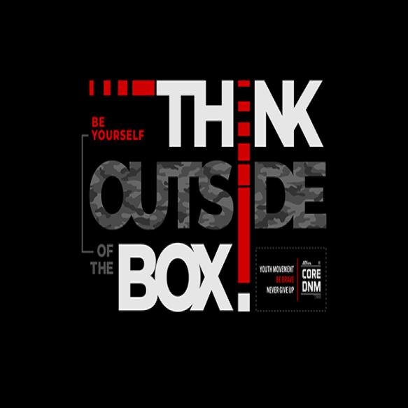Think Outside Box Typography Print T Shirt