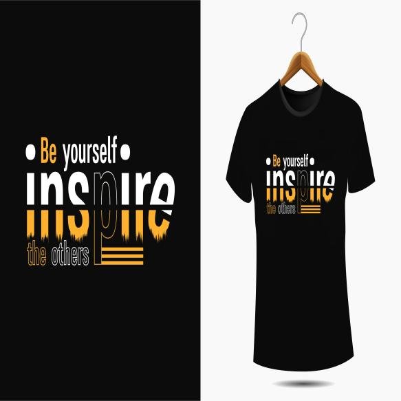 Typography Tshirt Design Motivational Quotes Black Lettering Tshir Realistic Mockup With Short Sl