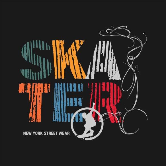Vector Illustration Theme Skateboard Sport Typography
