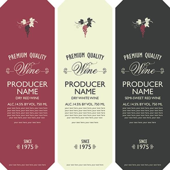 Set Labels Wine Bottles