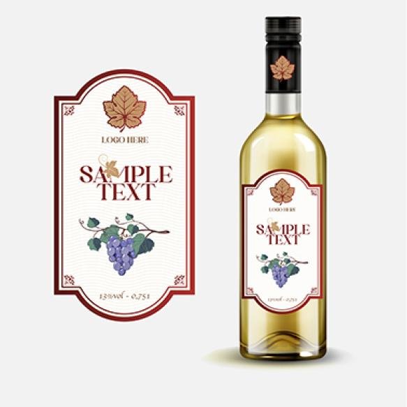 Wine Bottle Packaging Template Grape Leaf Decor