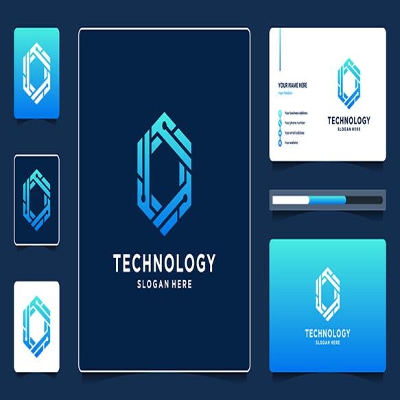 Abstract Hexagon Geometric Technology Logo Design With Dot Circuit Symbol