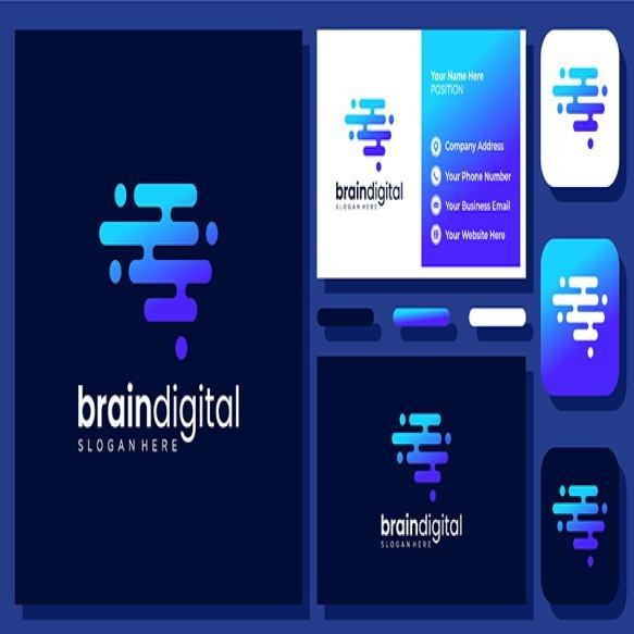 Brain Digital Technology Innovation Mind Idea Science Abstract Vector Logo Design With Business Card