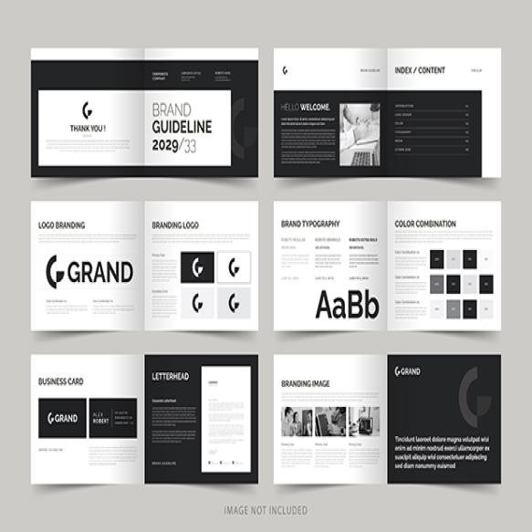 Brand Manual Layout With Yellow Accents Brand Guidelines Brand Identity