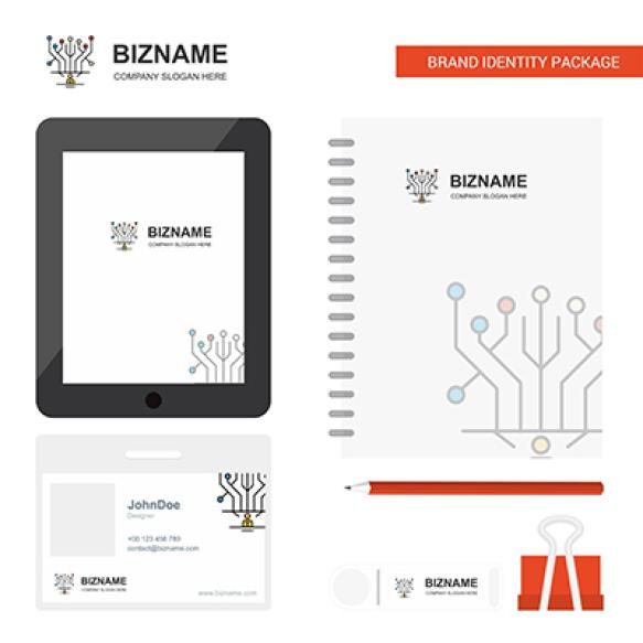 Circuit Business Logo Tab App Diary Pvc Employee Card Usb Brand Stationary Package Template