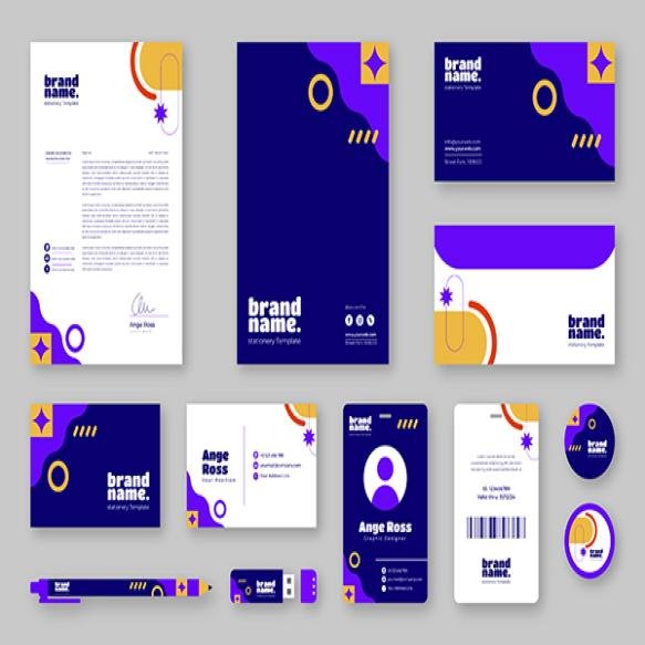 Flat Design Business Stationery Template