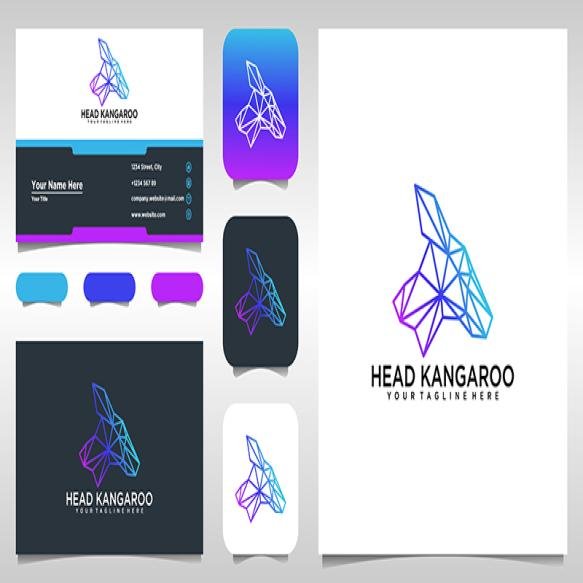 Head Kangaroo Polygon Origami Monogram Animal Logo Design Logo Business Card Design