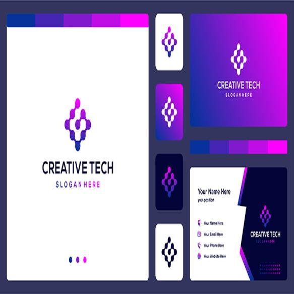 Letter G With Tech Style Gradient Color Business Card