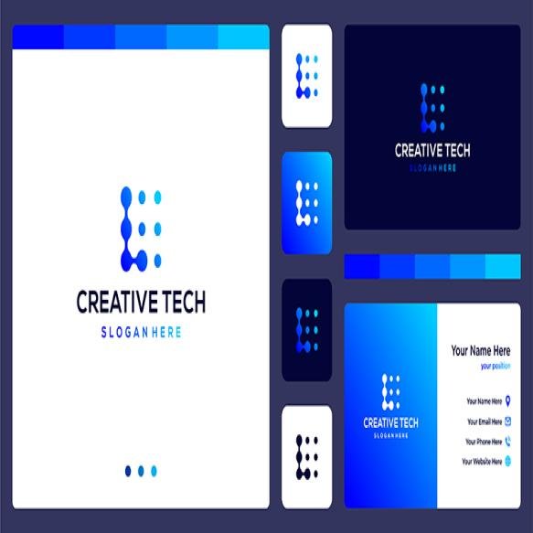 Letter L With Tech Style Gradient Color Business Card