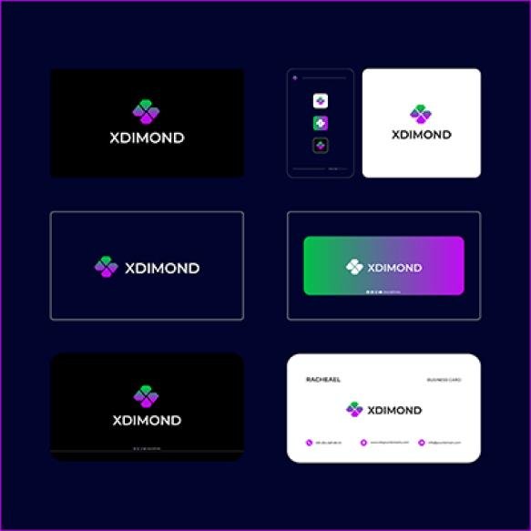 Modern X Diamond Logo Design With Business Card Branding Kit