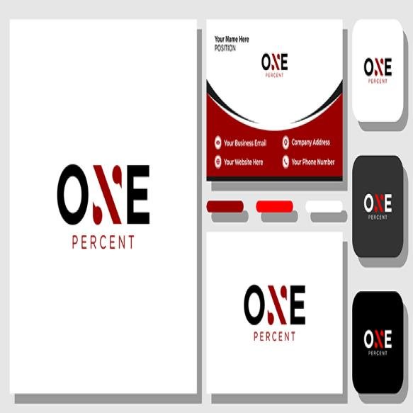 One Percent Typography Alphabet Capital Mark Discount With Business Card Template