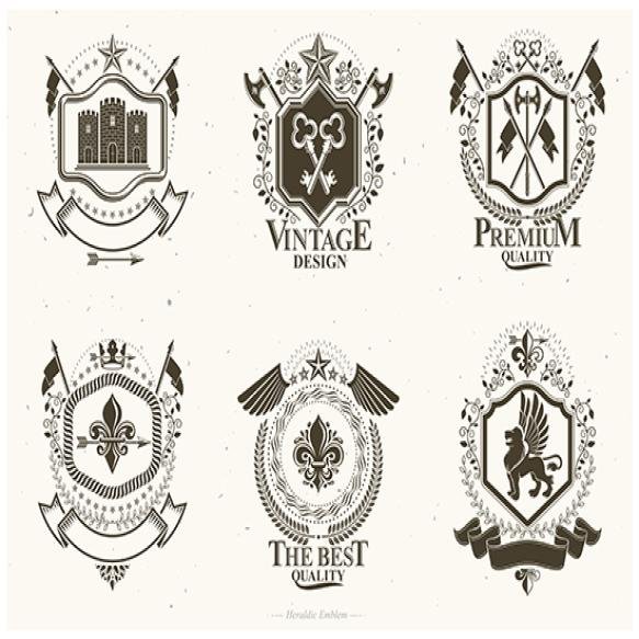 Classy Emblems Vector Heraldic Coat Arms Vintage Design Elements Collection
