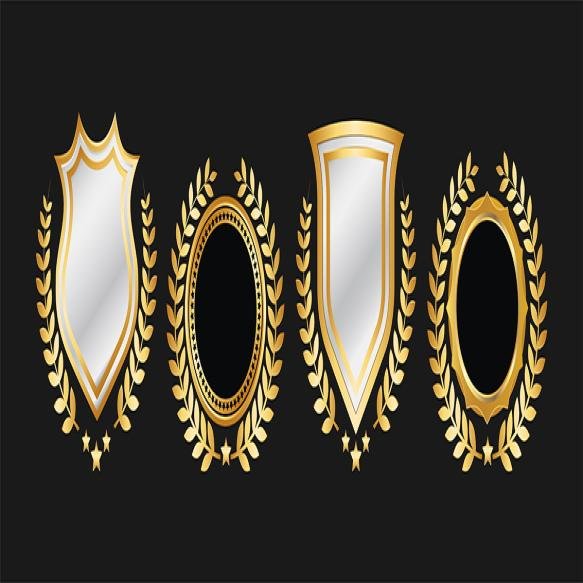 Gold Emblem Laurel Wreath Vector Set Premium Branding
