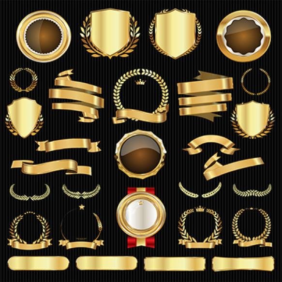 Golden Retro Sale Badges Labels Collection