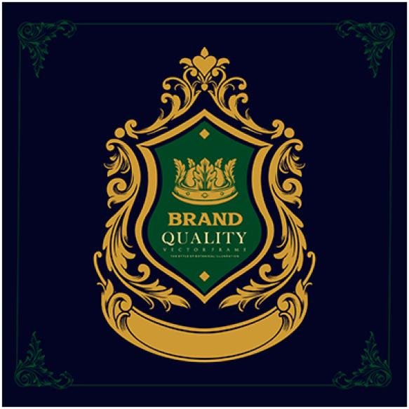 Golden Shield Royal Elegant Crown Logo Emblem Classic Vector Illustrations Work Label Design