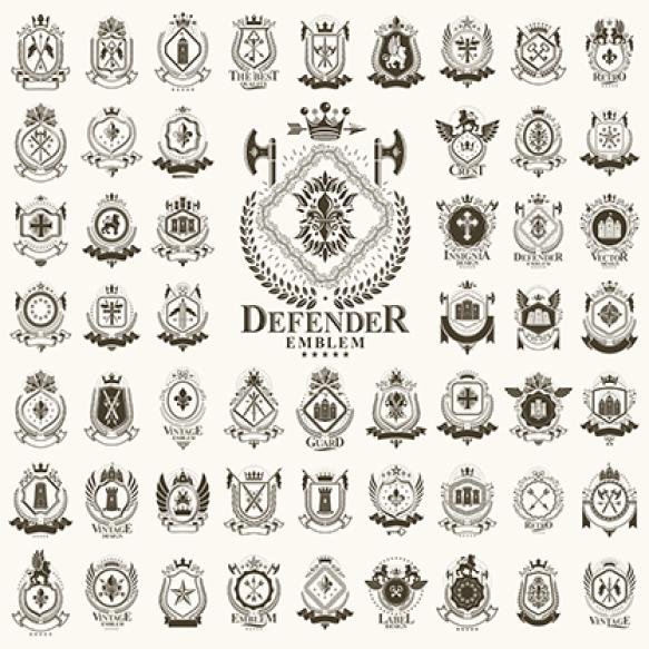 Heraldic Coat Arms Vector Big Set Vintage Antique Heraldic Badges Awards Collection Symbols Classic (3)
