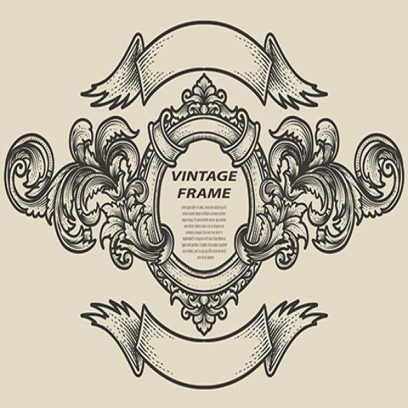 Isolated Frames Baroque Antique Style Engraving Ornament Frames