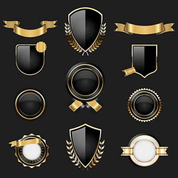 Luxury Golden Badges Labels Retro Vintage Circle Badge Design
