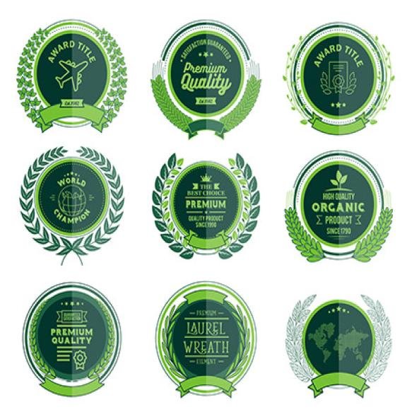 Luxury Green Badges Laurel Wreath Collection