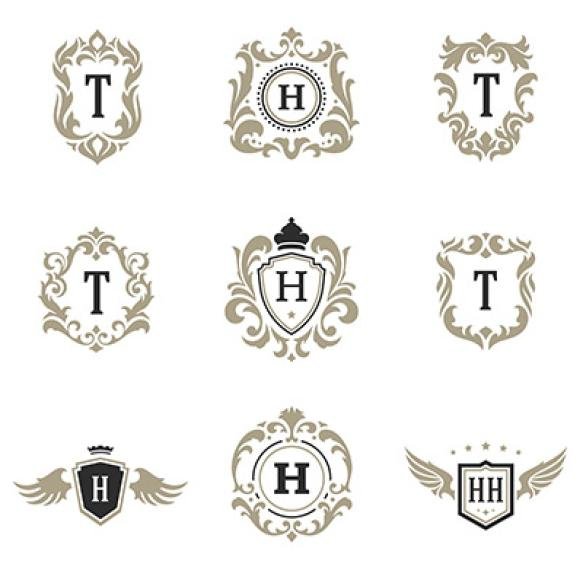 Luxury Monogram Logos Templates Vector Objects Set