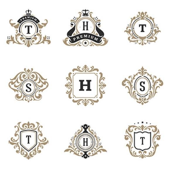 Luxury Monograms Logos Templates Vector Objects Set Logotype Badge Design