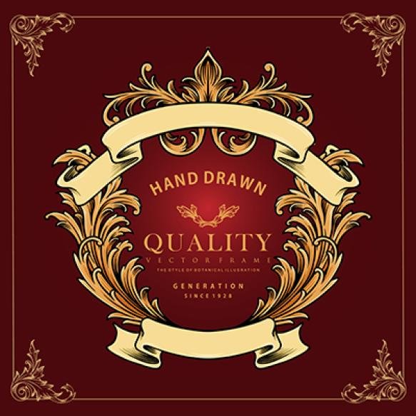 Premium Vintage Frame With Classic Gold Ribbon Vector Advertising Business Company