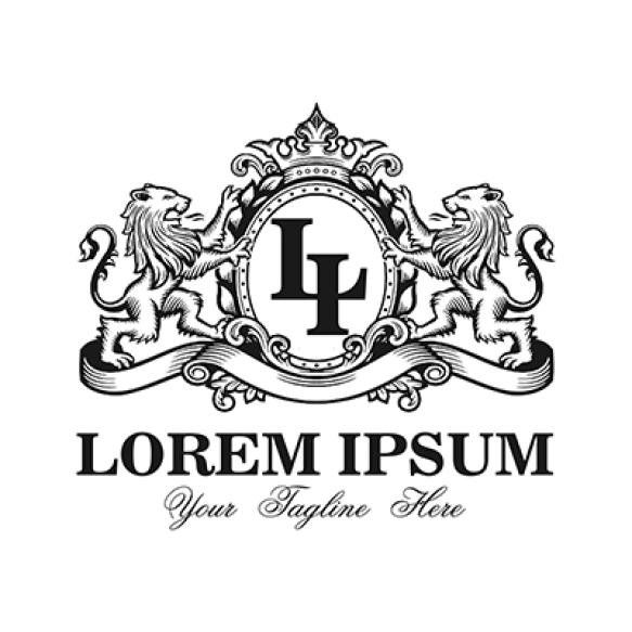 Two Wild Animals Heraldic Luxury Style Vintage Logo Design
