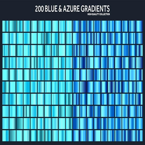 Blue Azure Chrome Gradient Set Pattern Template Water Sky Colors Design Collection High